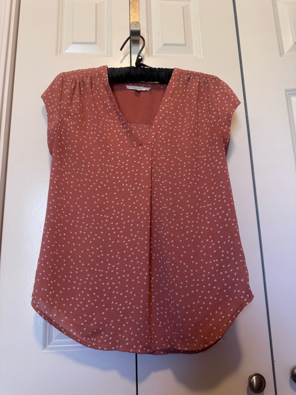 Fun2Fun Polka Dot Blouse Small V Neck Short Sleeve Boho Cottagecore Top